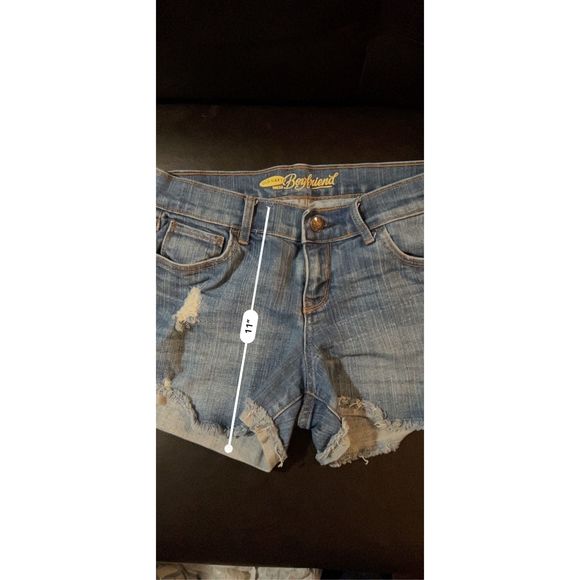Old Navy Women 0 Blue Denim Boyfriend Distressed Raw Hem Low Raise Short - Picture 7 of 7